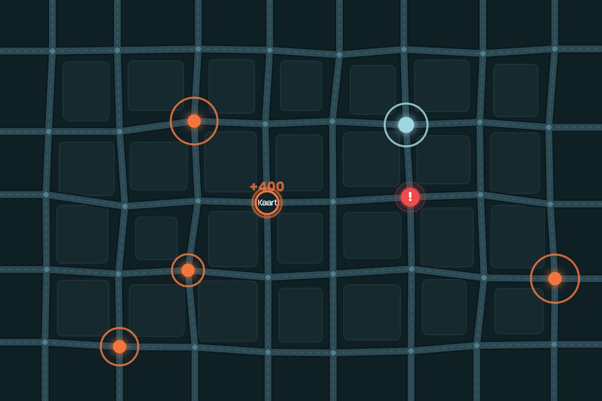 Capture Rush: orange capture points and a teal fresh-imagery point on a street network